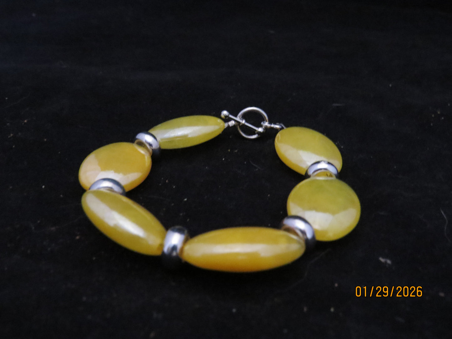 Shiny Yellow & Silver Beaded Bracelet