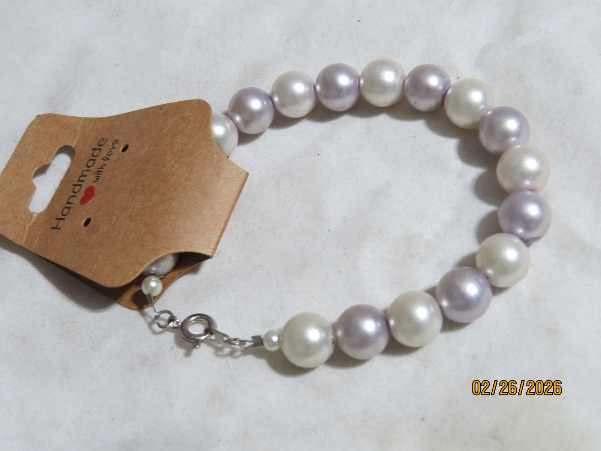 Pink & Purple Glass Pearl Bracelet