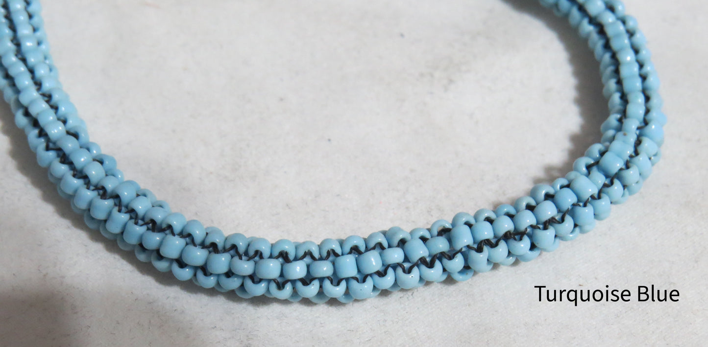 Turquoise Blue Tubular Peyote Bracelet