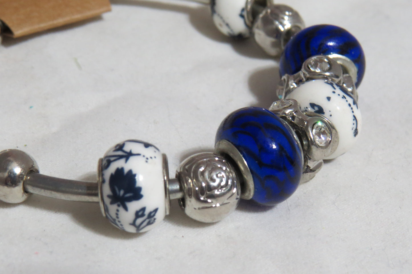 Flower Glass Beaded Bangle Bracelet