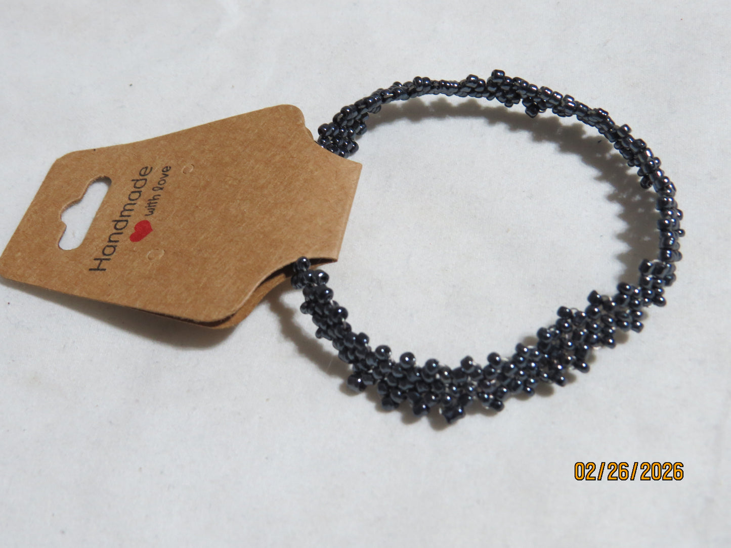 Opaque Luster Black Peyote Simple Strap Bracelet