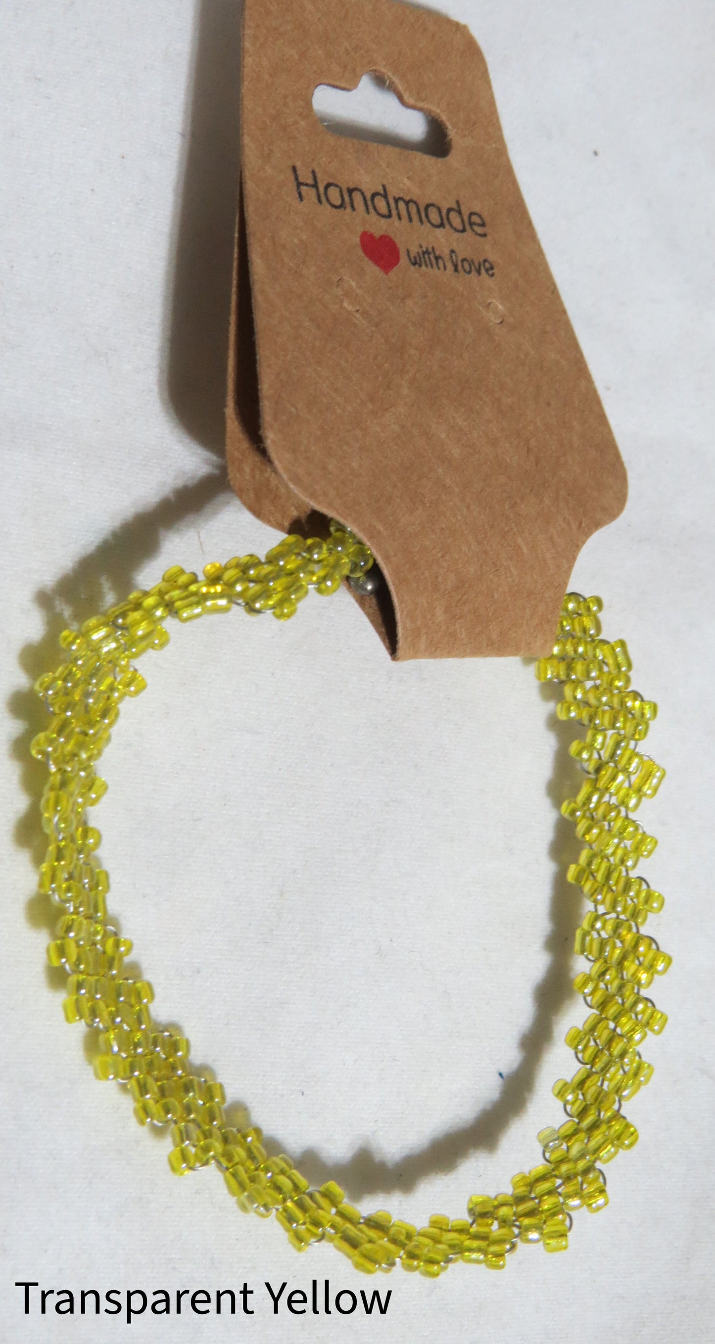 Transparent Yellow Peyote Simple Strap Bracelet