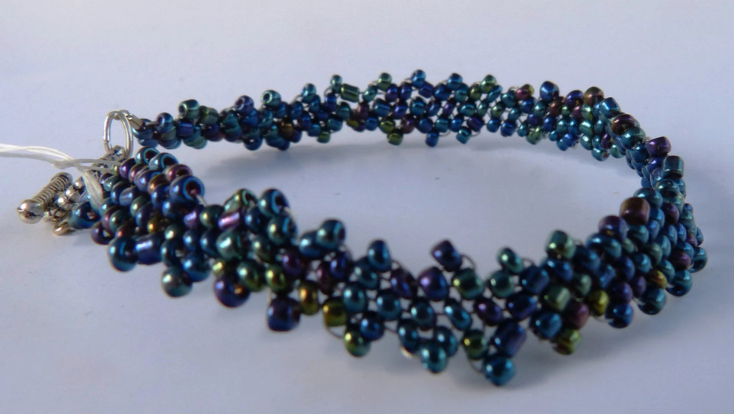 Blue Iris Peyote Simple Strap Bracelet