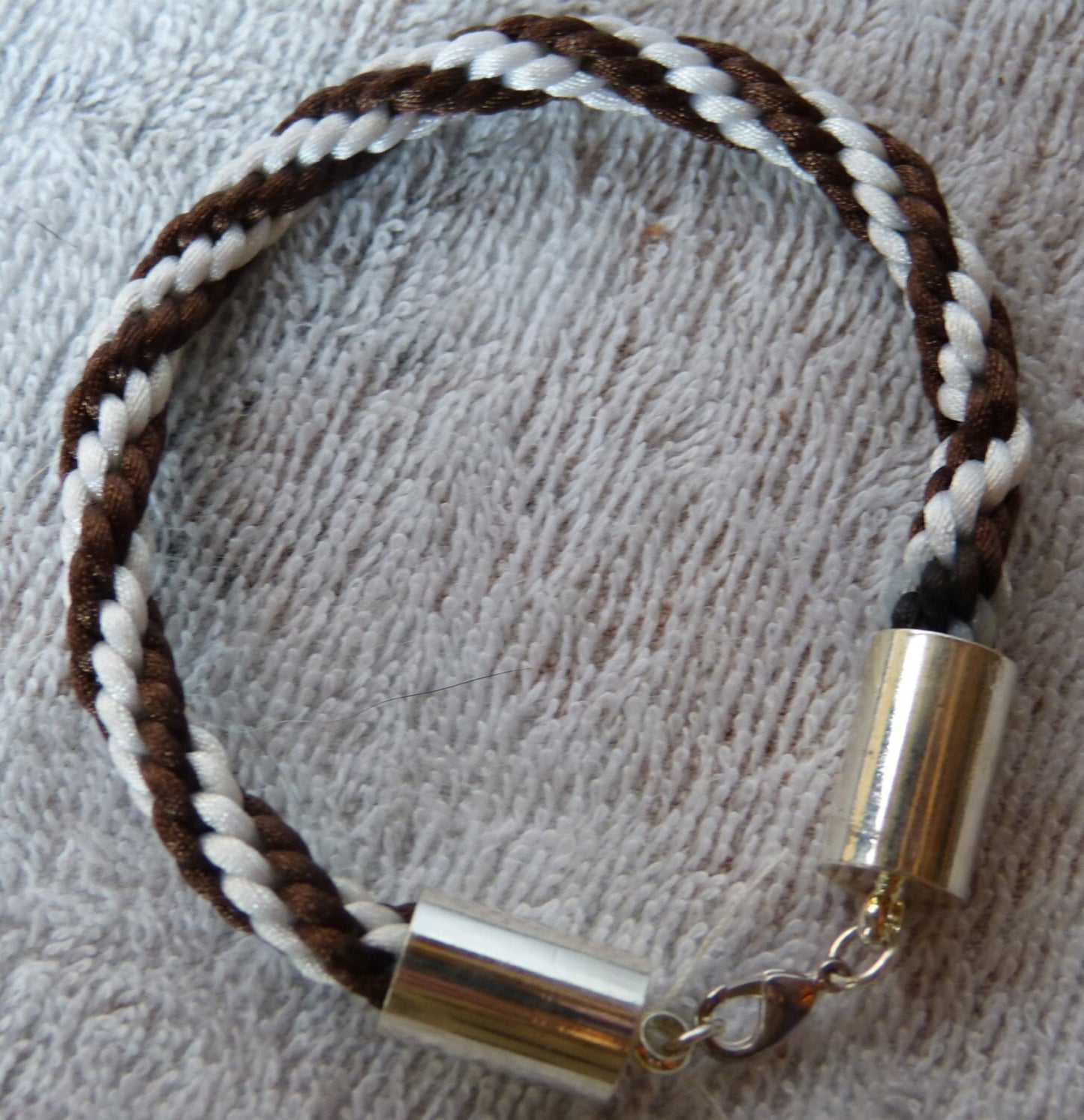 Brown & White Round Kumihimo Men's Bracelet