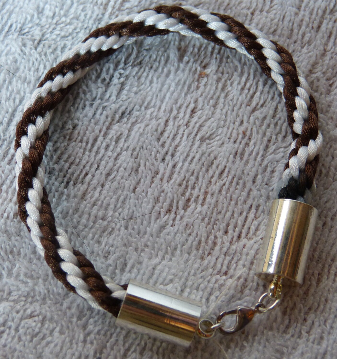 Brown & White Round Kumihimo Men's Bracelet