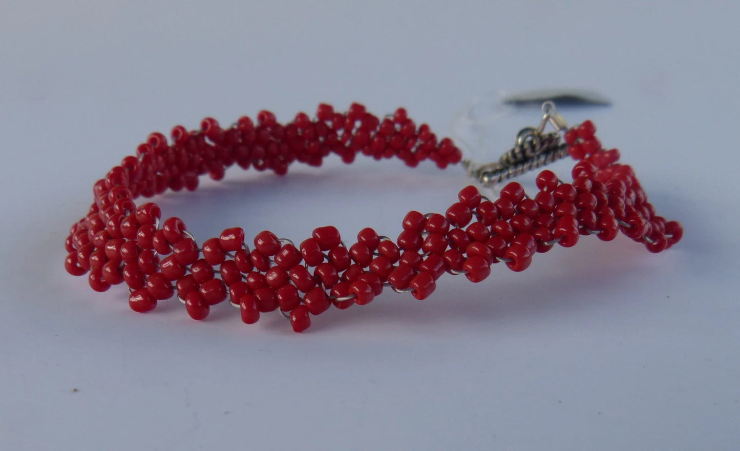 Opaque Red Peyote Simple Strap Bracelet