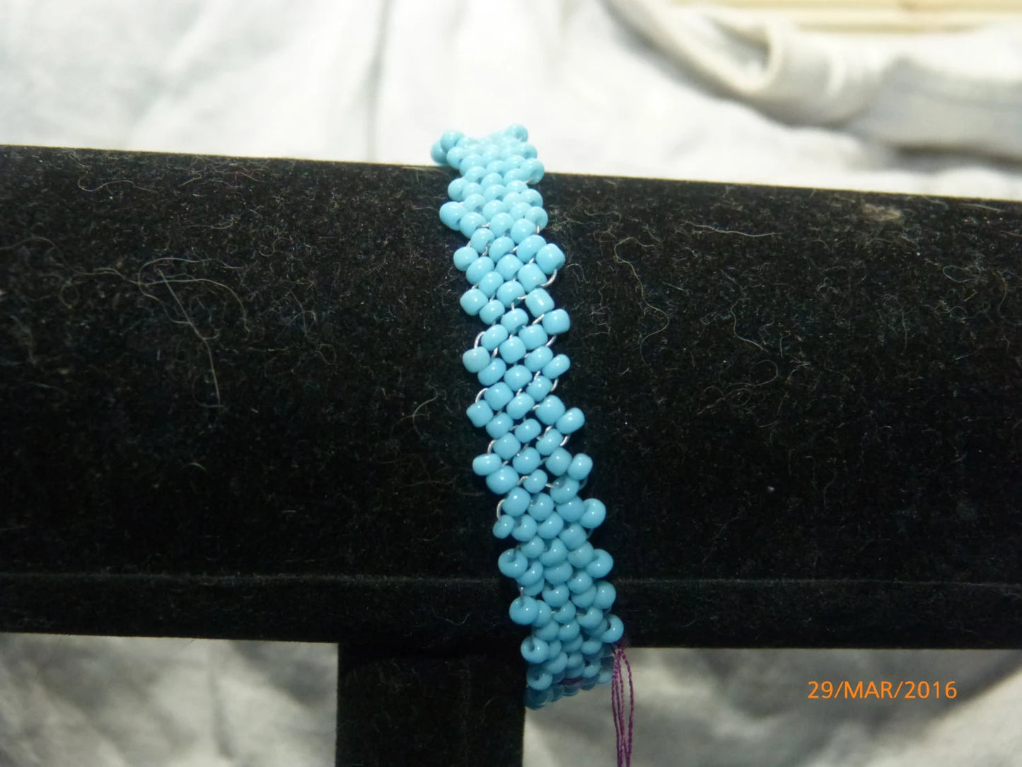 Opaque Turquoise Blue Peyote Simple Strap Bracelet
