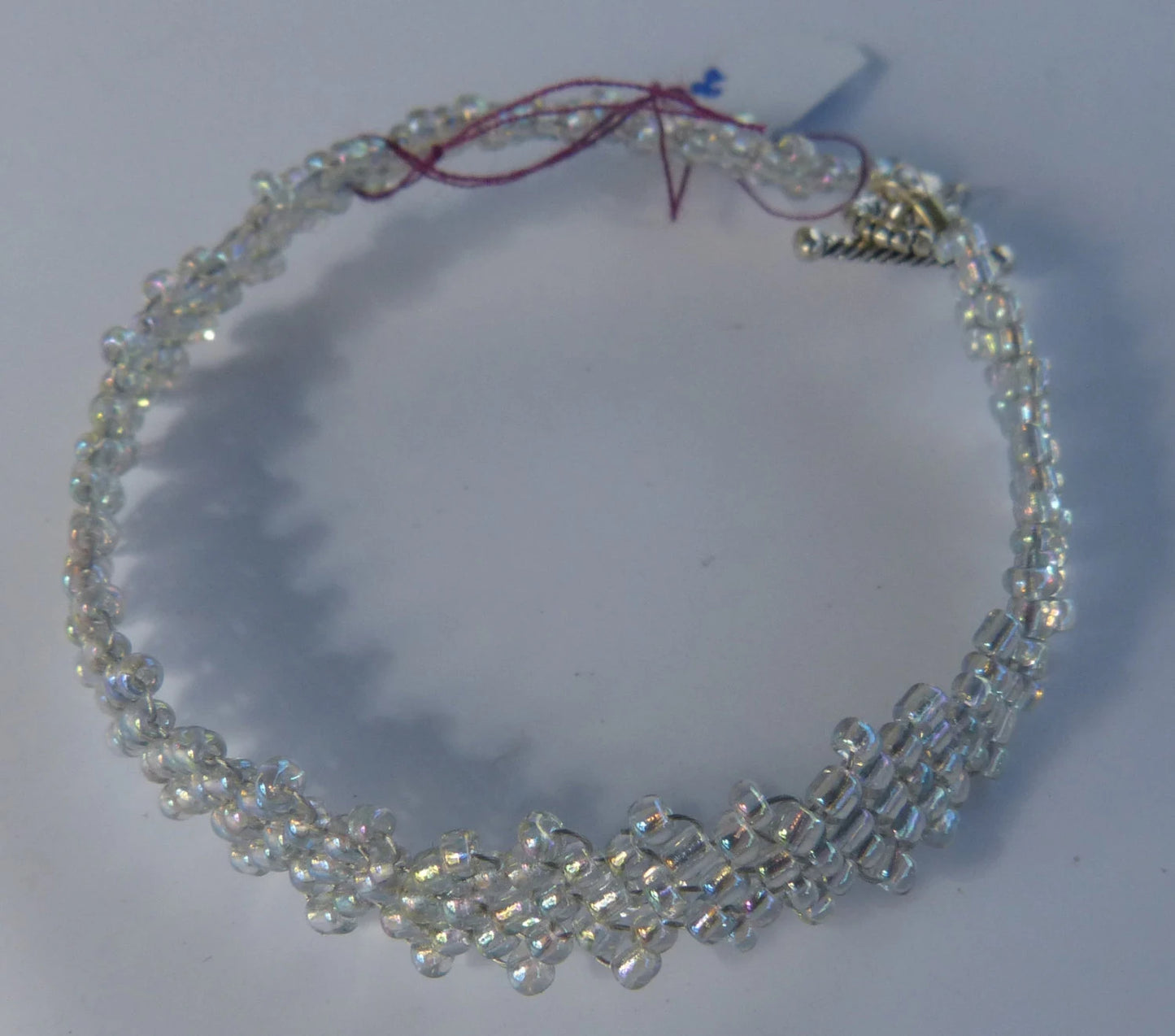 Rainbow Clear Peyote Simple Strap Bracelet