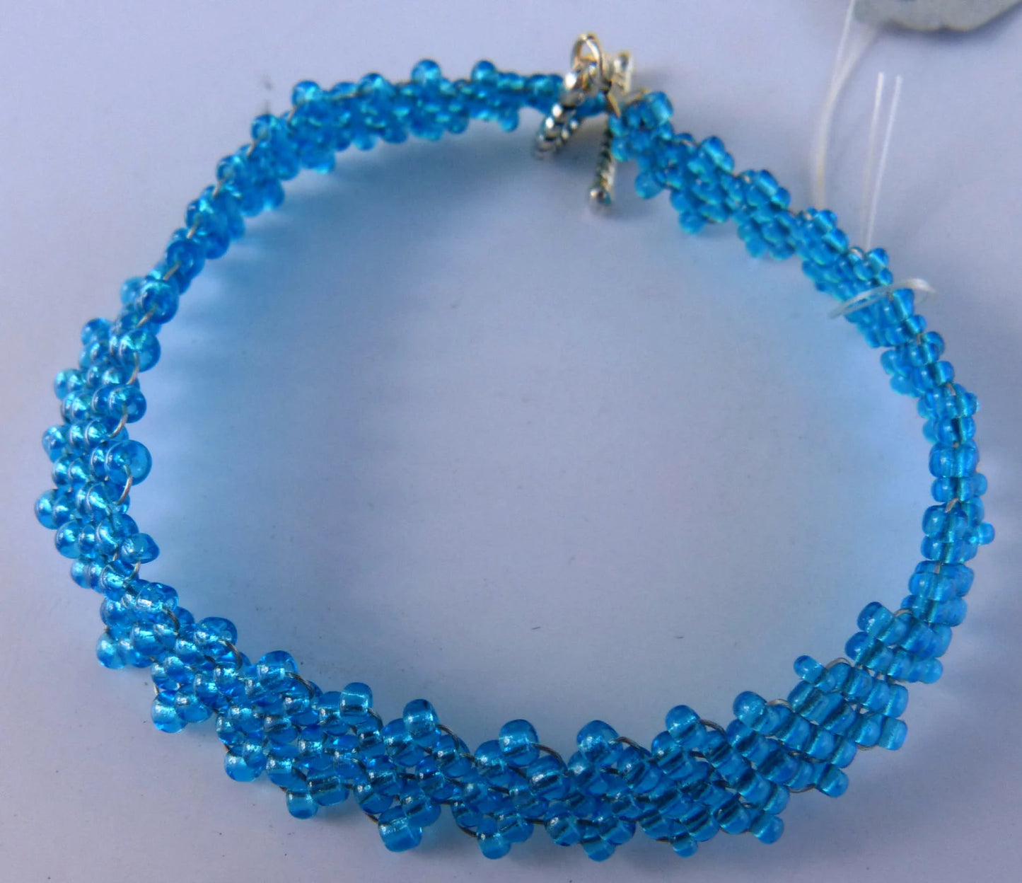 Transparent Blue Peyote Simple Strap Bracelet