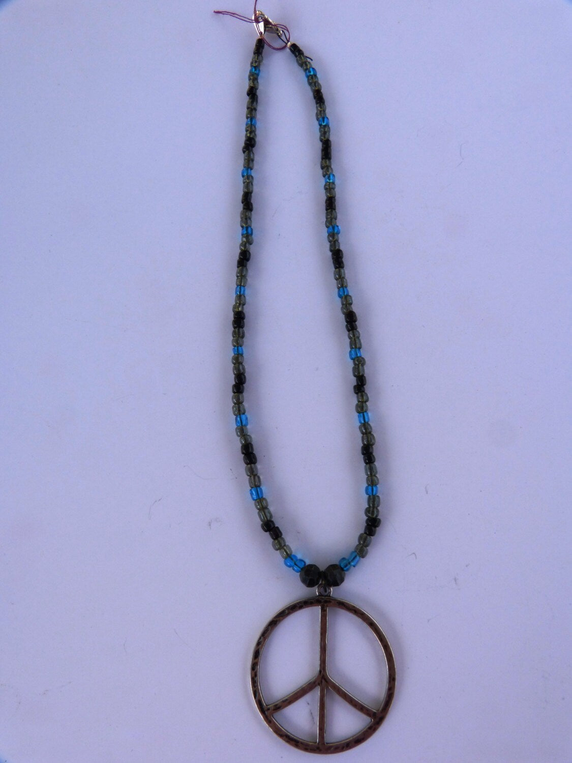 Blue, Black & Gray with a Peace Sign Pendant