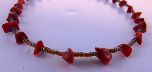 Amber Seed Beads with Stone Chips