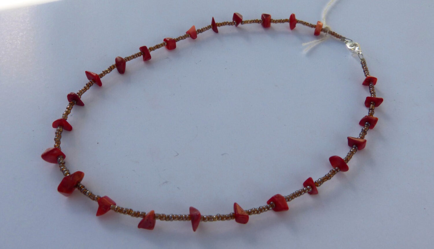 Amber Seed Beads with Stone Chips