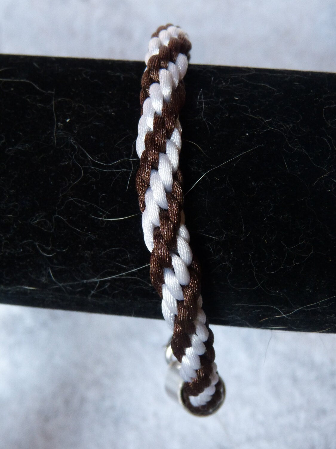 Brown & White Round Kumihimo Men's Bracelet