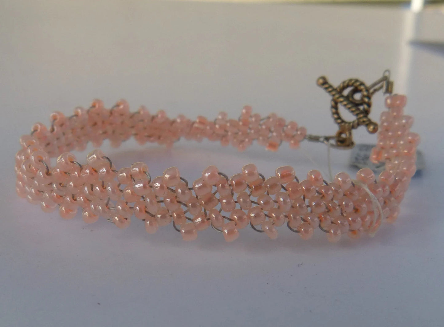 Ceylon Peach Simple Strap Peyote Bracelet