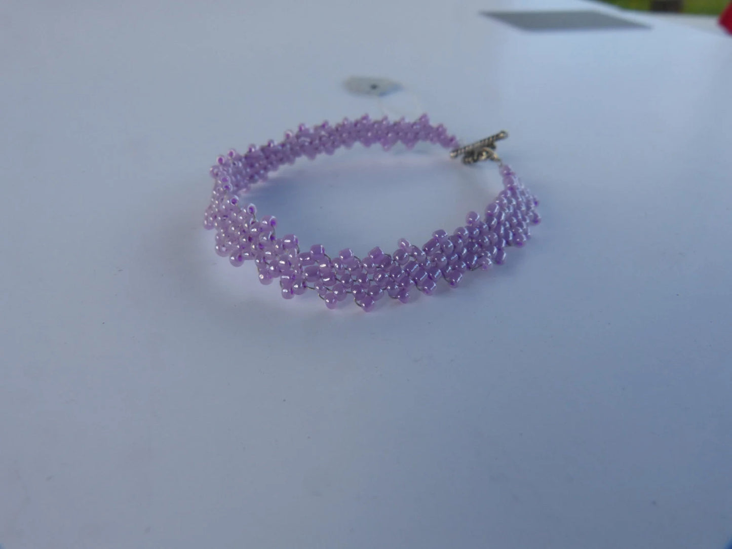 Ceylon Purple Simple Strap Peyote Bracelet