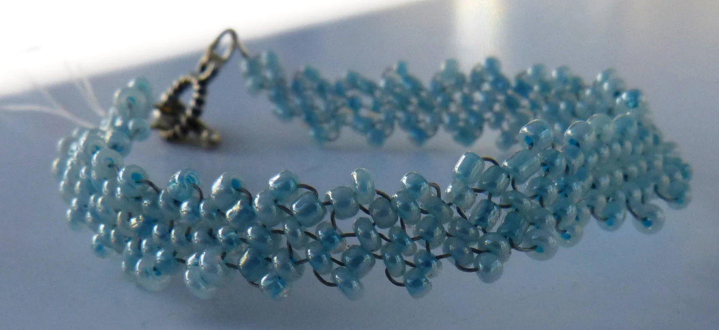 Cylon Turquoise Blue Simple Strap Peyote Bracelet
