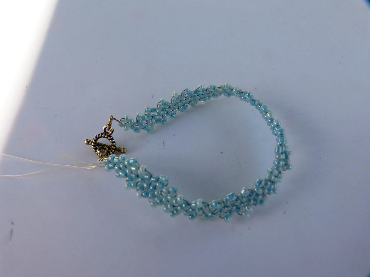 Cylon Turquoise Blue Simple Strap Peyote Bracelet