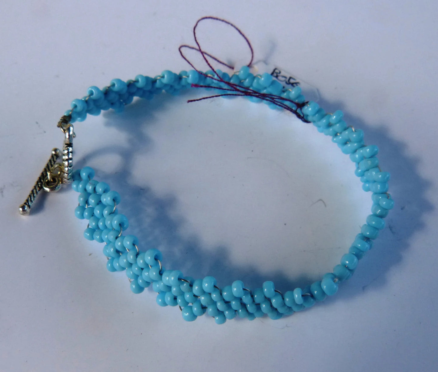 Opaque Turquoise Blue Peyote Simple Strap Bracelet