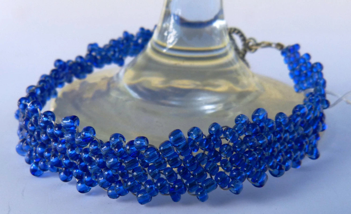 Transparent Royal Blue Peyote Simple Strap Bracelet