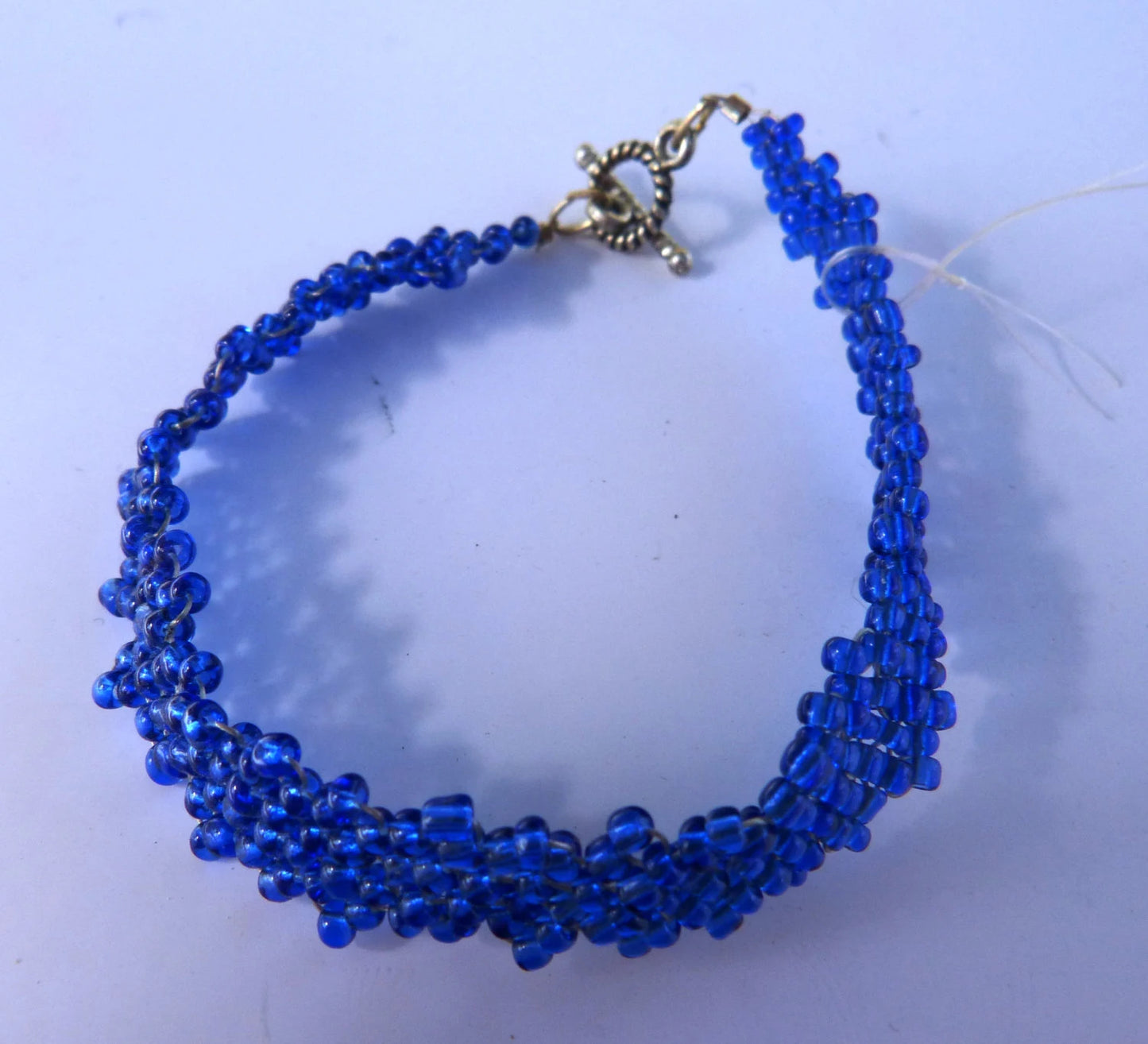 Transparent Royal Blue Peyote Simple Strap Bracelet