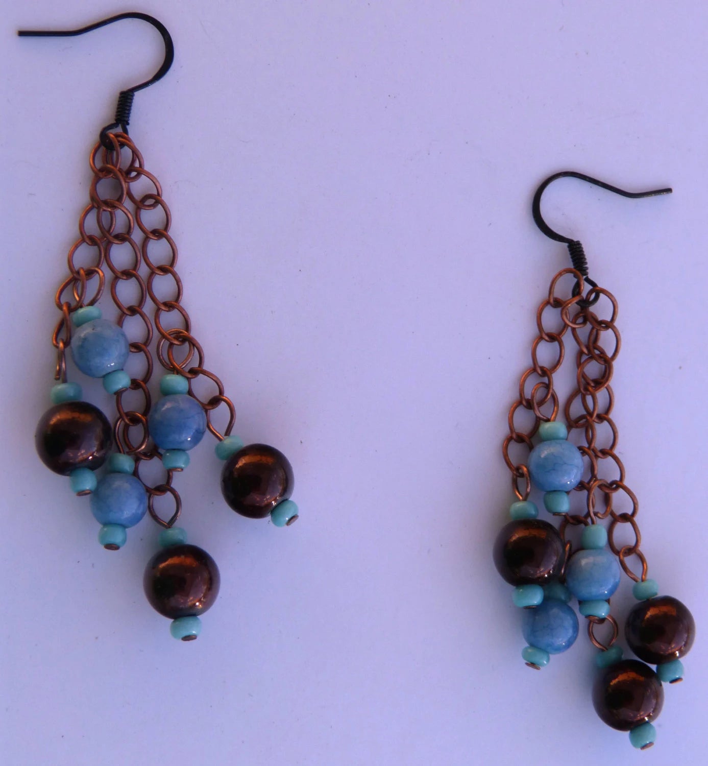 Blue & Brown Chain Earrings