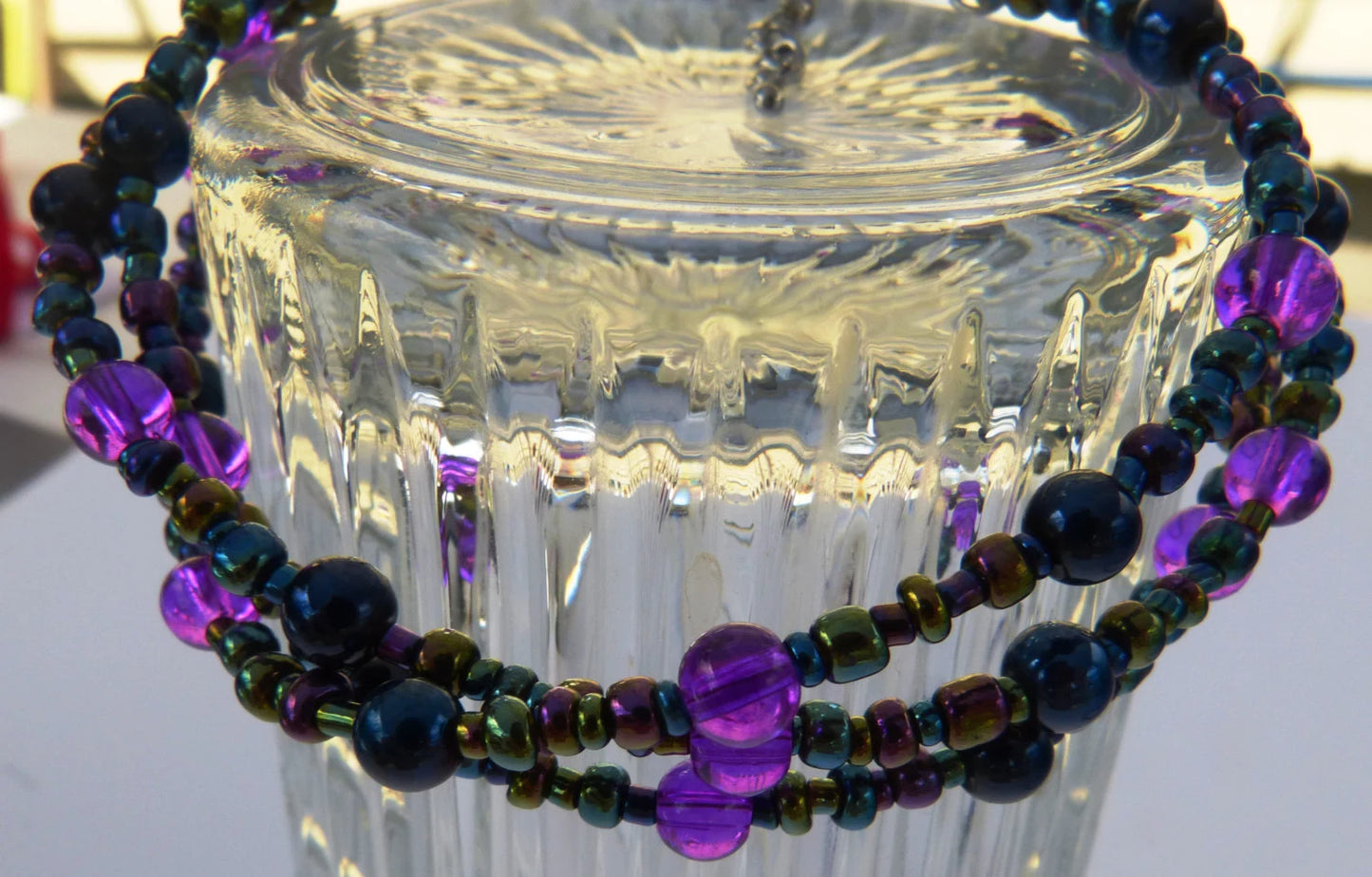 Purple & Black Beaded Bracelet