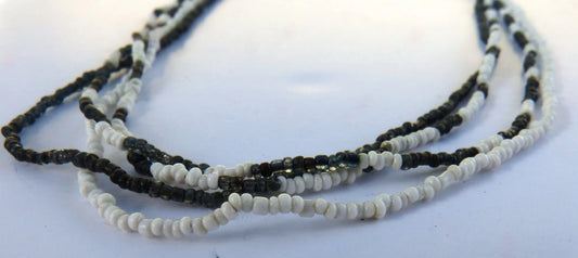 4 strand Black & White Seed Bead Necklace
