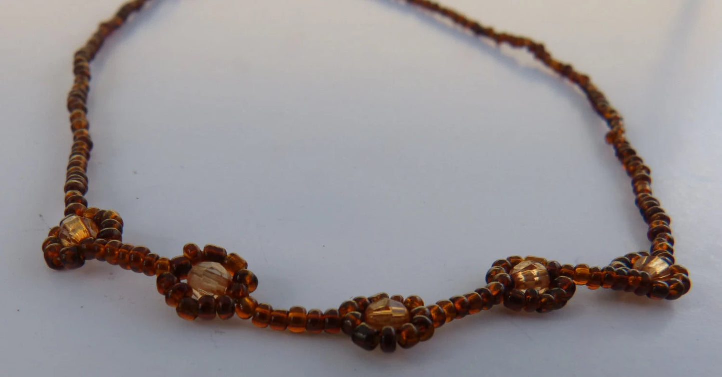 Brown Seed Beads with Bicone Necklace