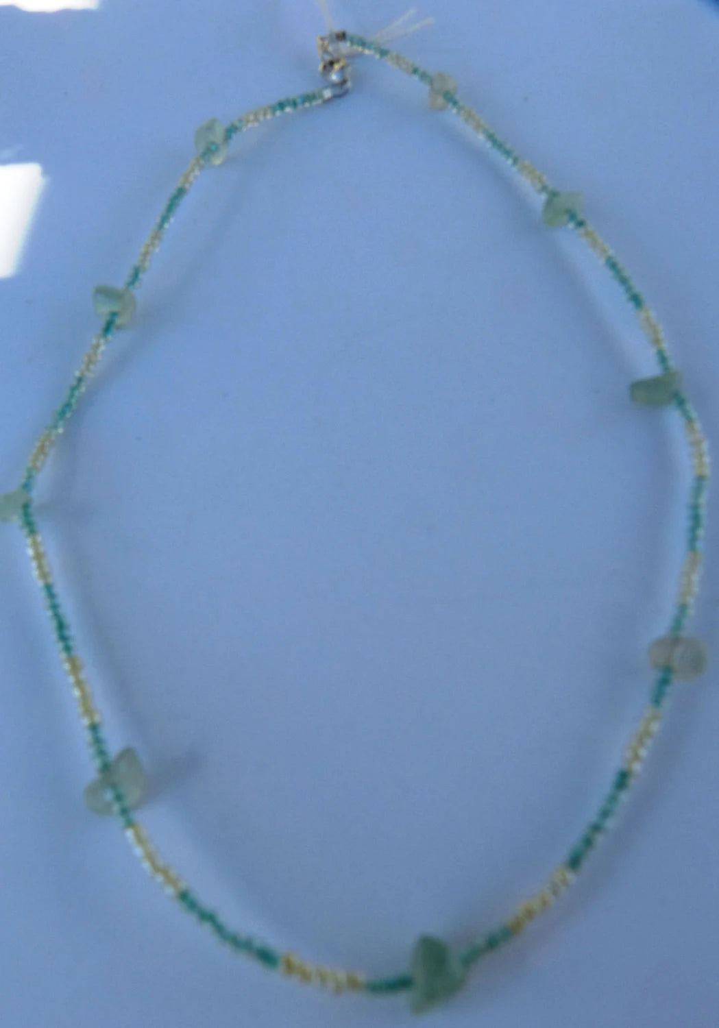 Pastel Green & Yellow with Stone Chips