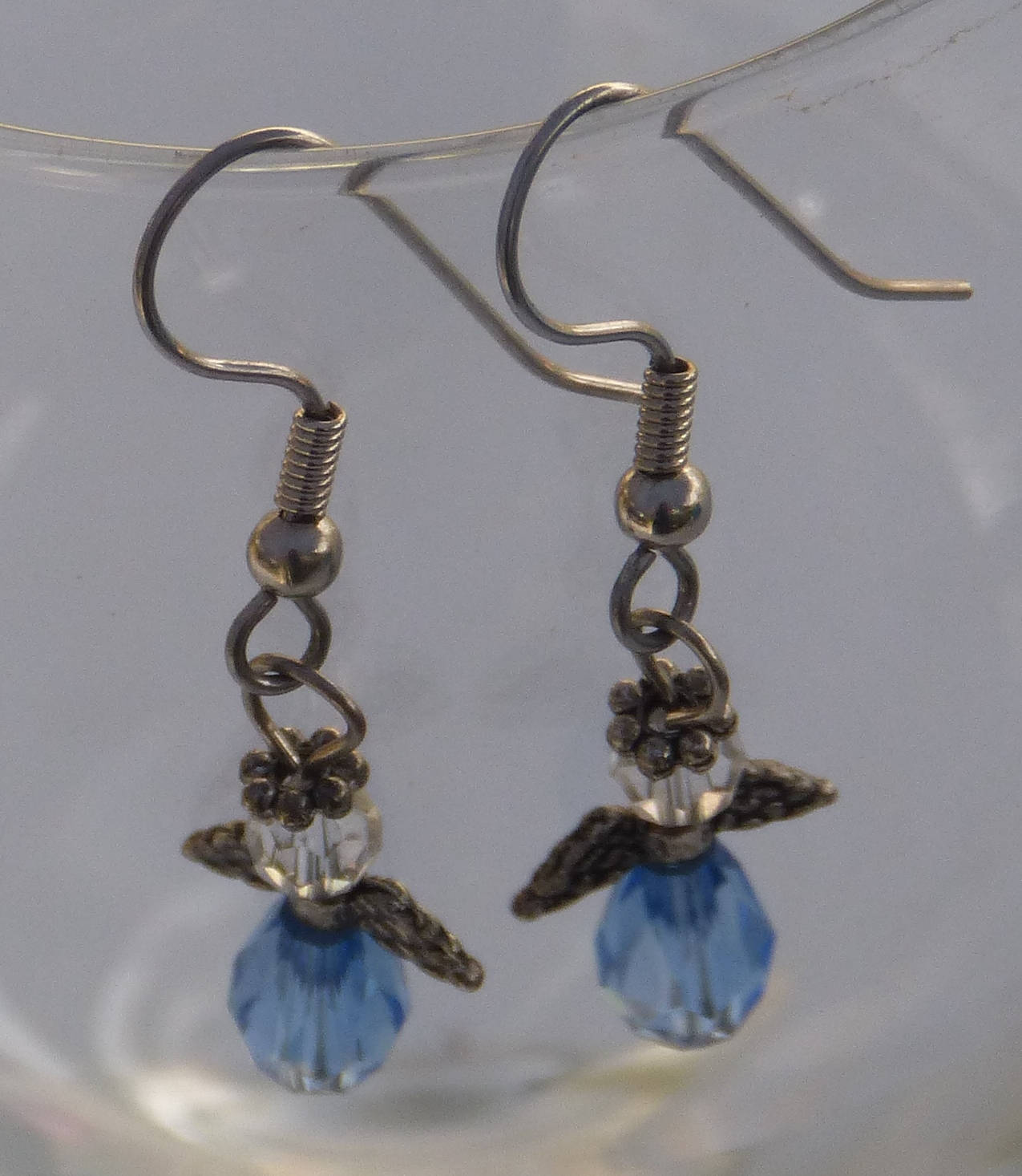 Small Silver Winged Angel Earrings