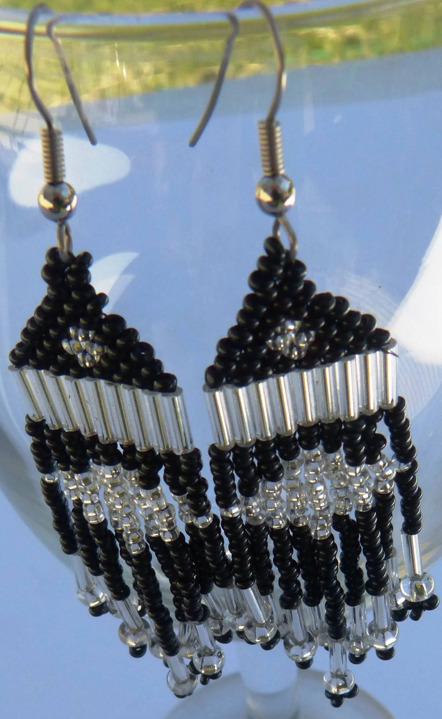 Black & Clear Tassel Earrings