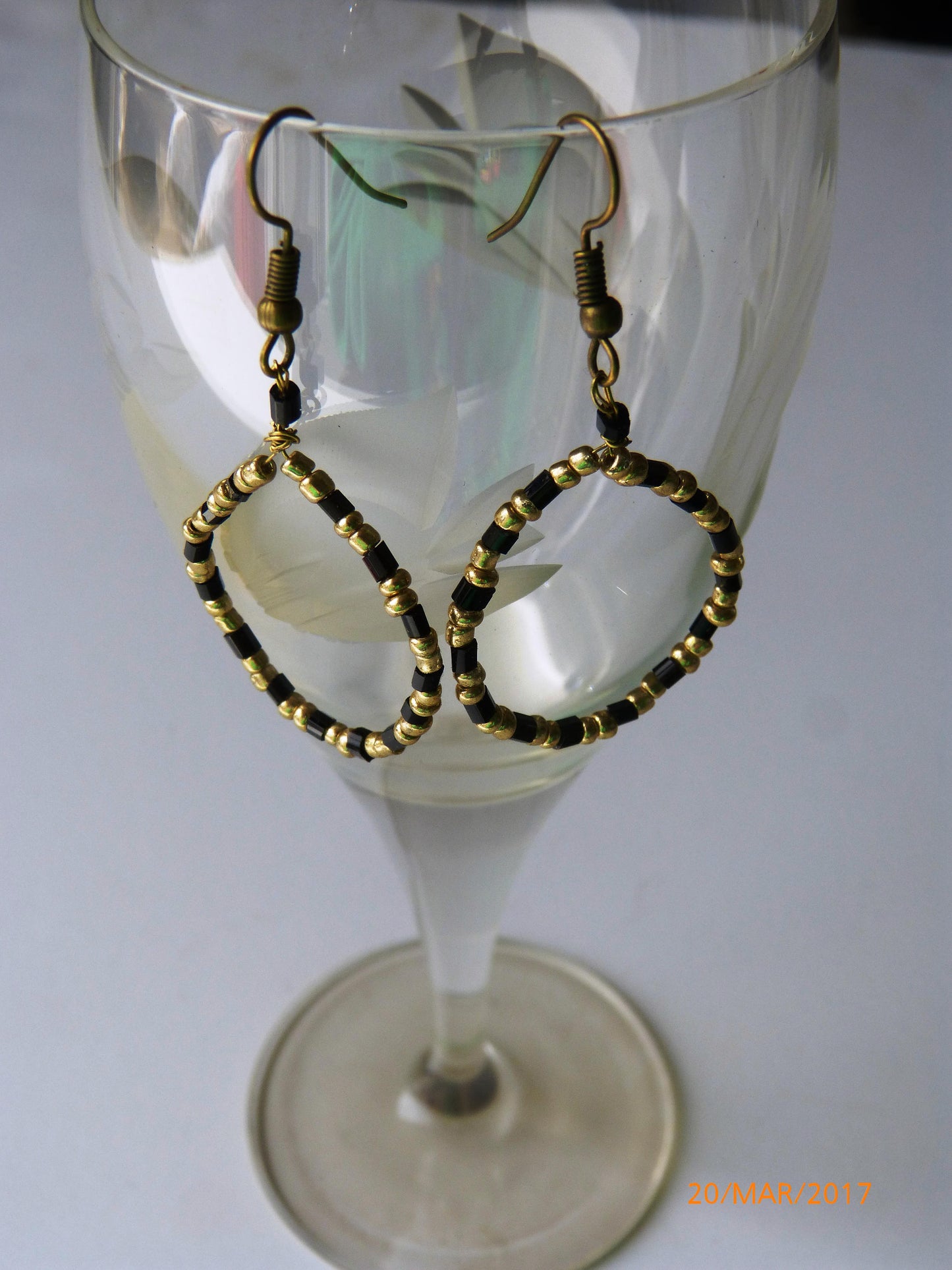 Gold & Black Teardrop Earrings
