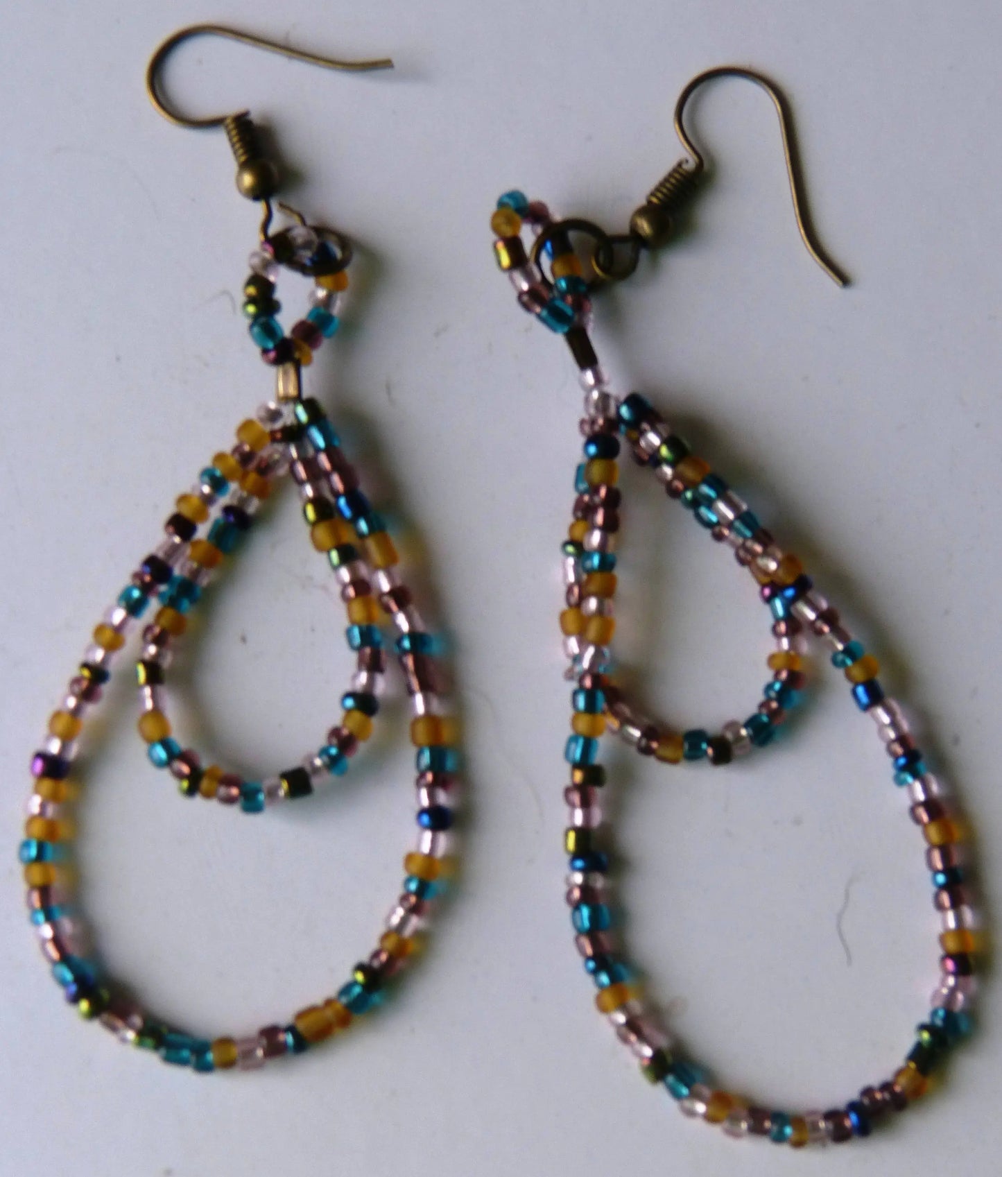 Peacock Mix Double Teardrop Earrings