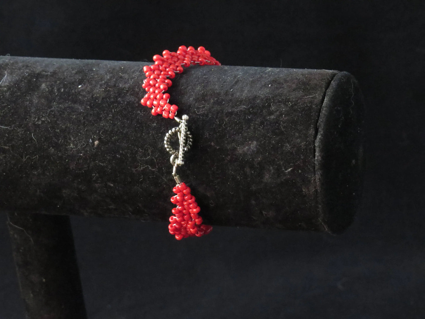 Opaque Red Peyote Simple Strap Bracelet