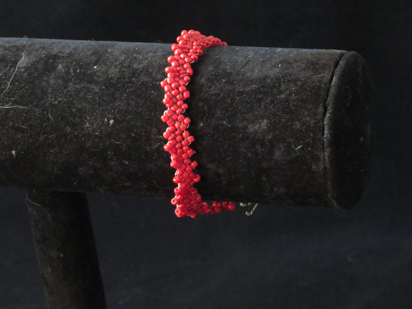 Opaque Red Peyote Simple Strap Bracelet
