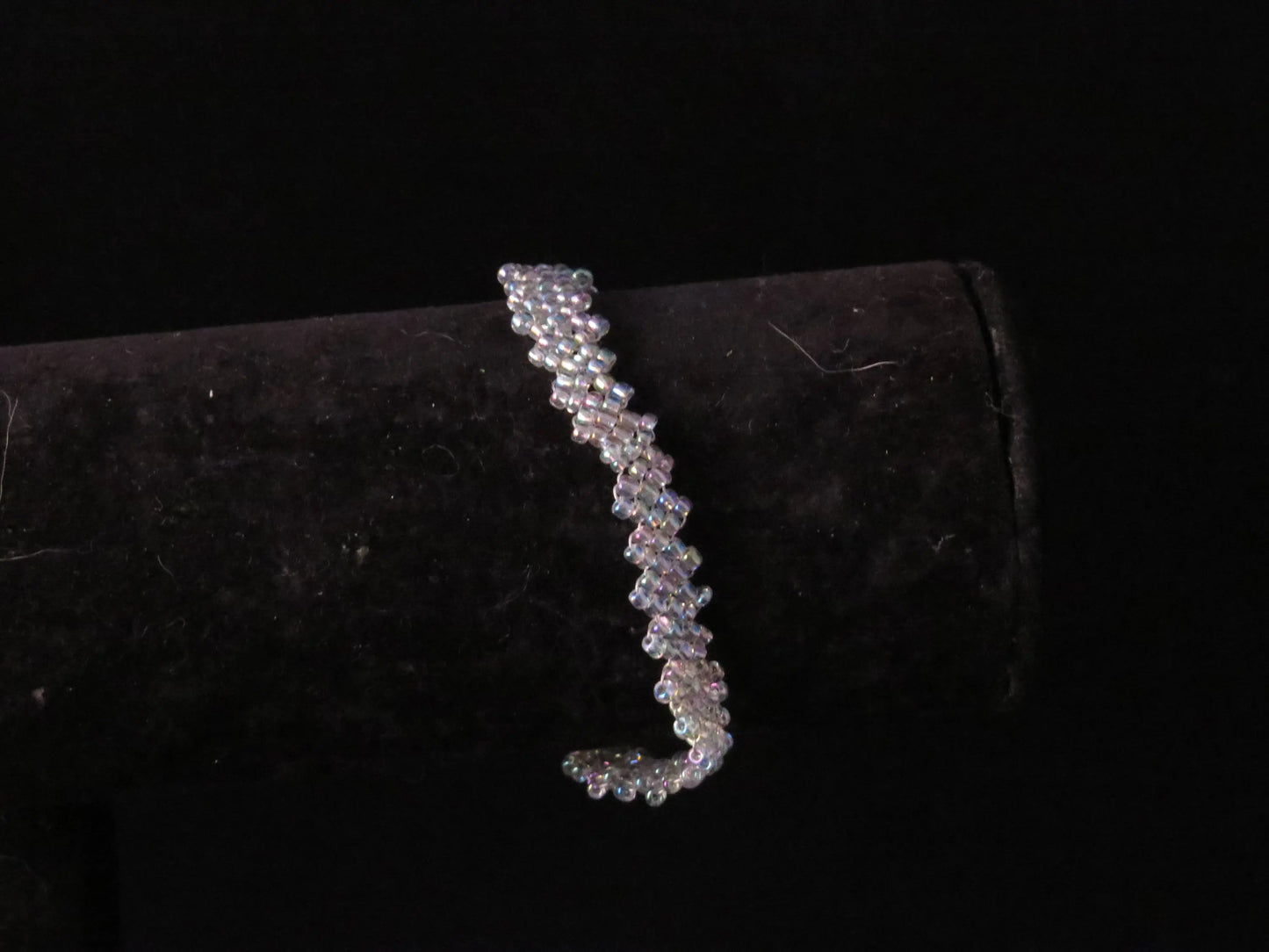 Rainbow Clear Peyote Simple Strap Bracelet
