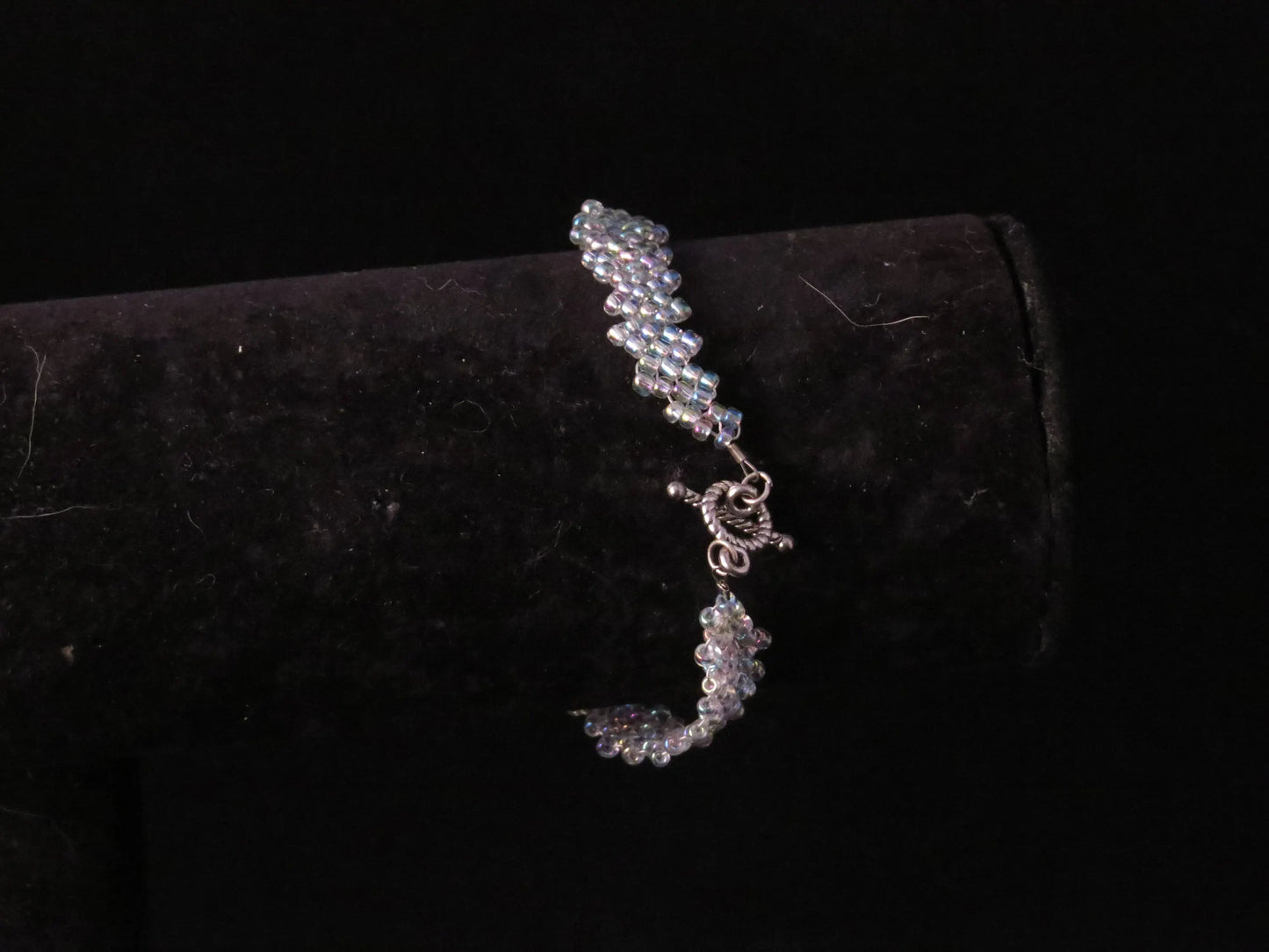 Rainbow Clear Peyote Simple Strap Bracelet