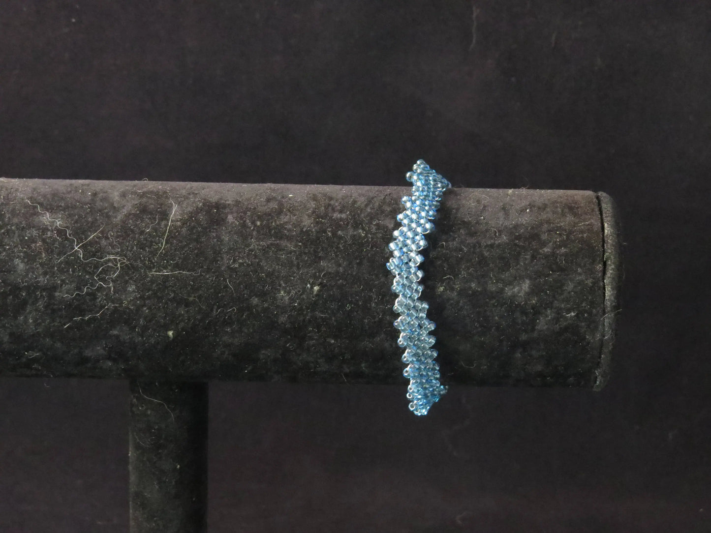 Silver Lined Turquoise Blue Peyote Simple Strap Bracelet