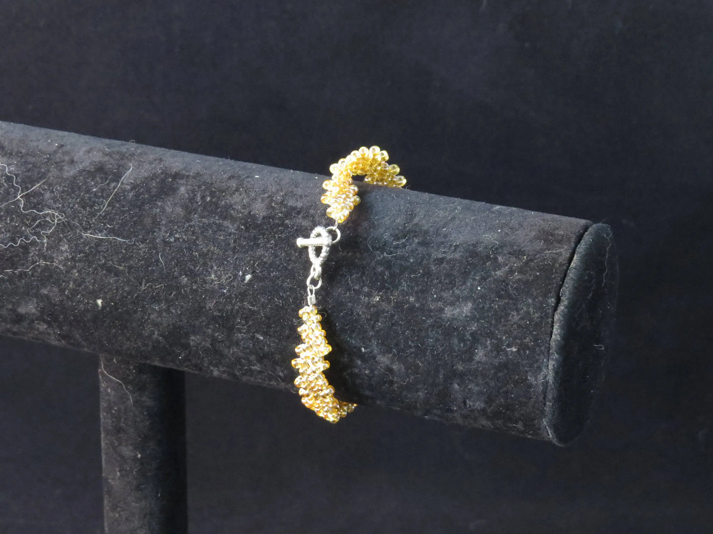Transparent Luster Tan Peyote Simple Strap Bracelet
