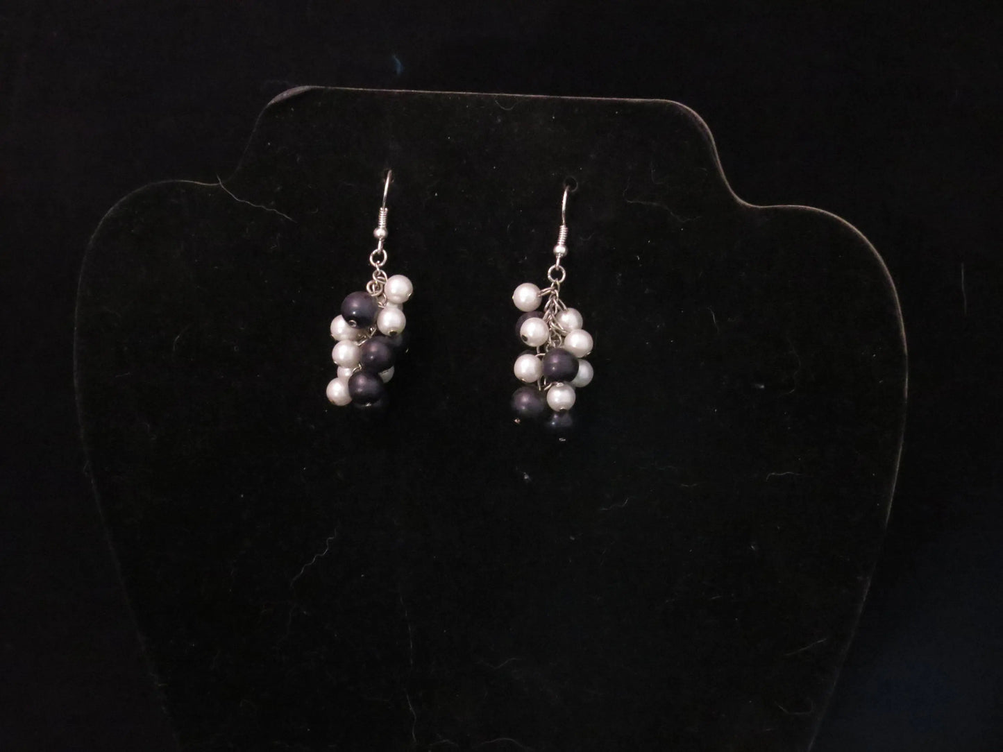 Black & While Pearl Cluster Earrings