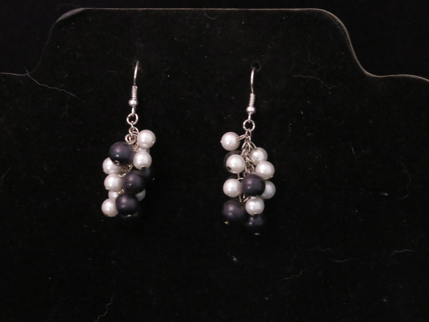 Black & While Pearl Cluster Earrings