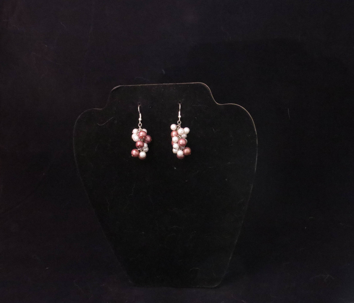Light Brown & White Pearl Cluster Earrings