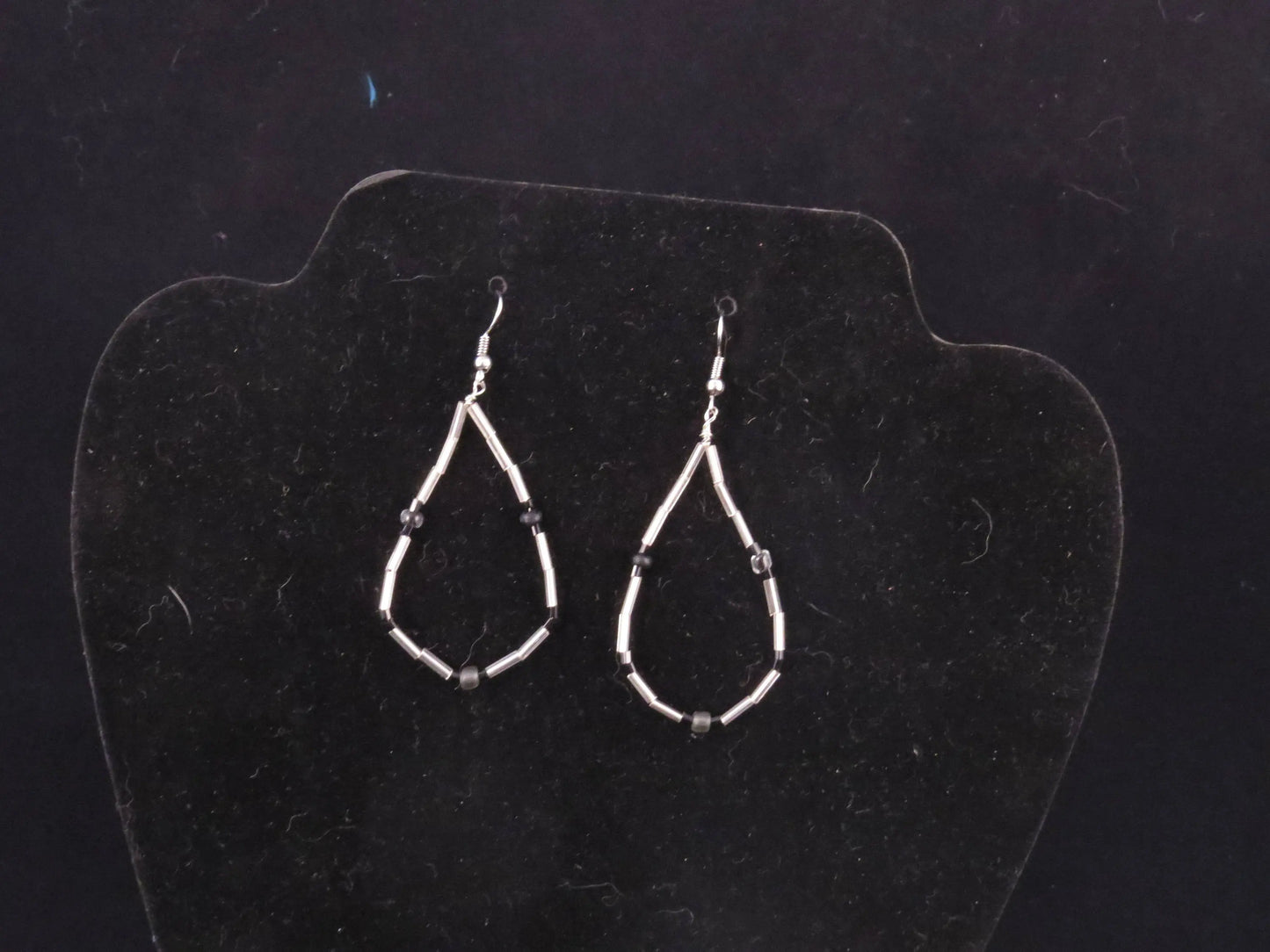Silver & black Teardrop Earrings