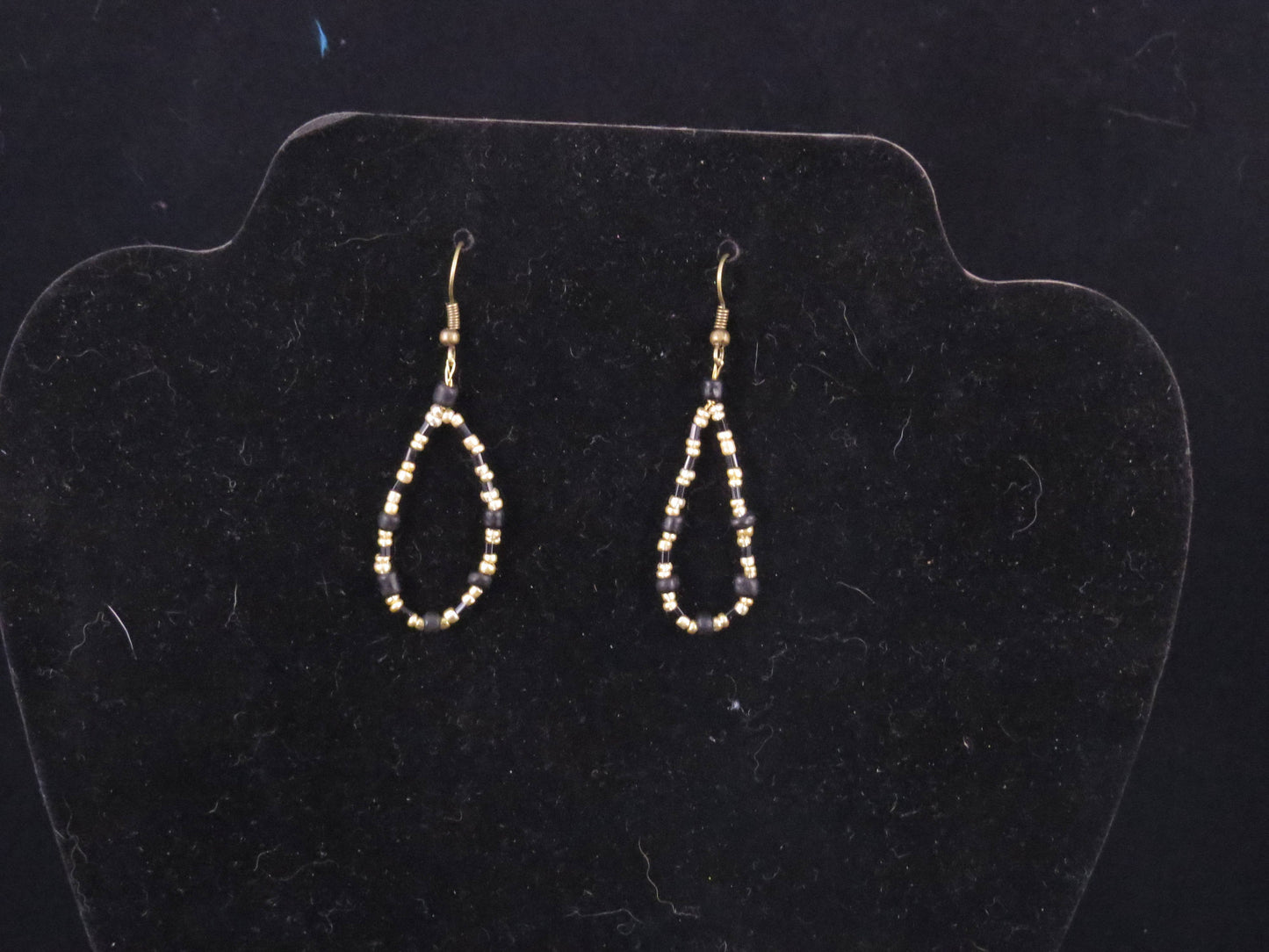 Gold & Black Teardrop Earrings