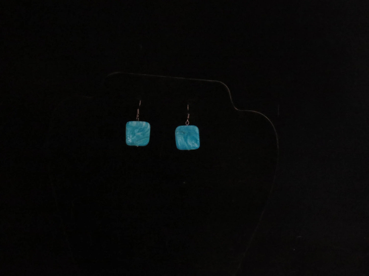Blue Square Shell Earrings