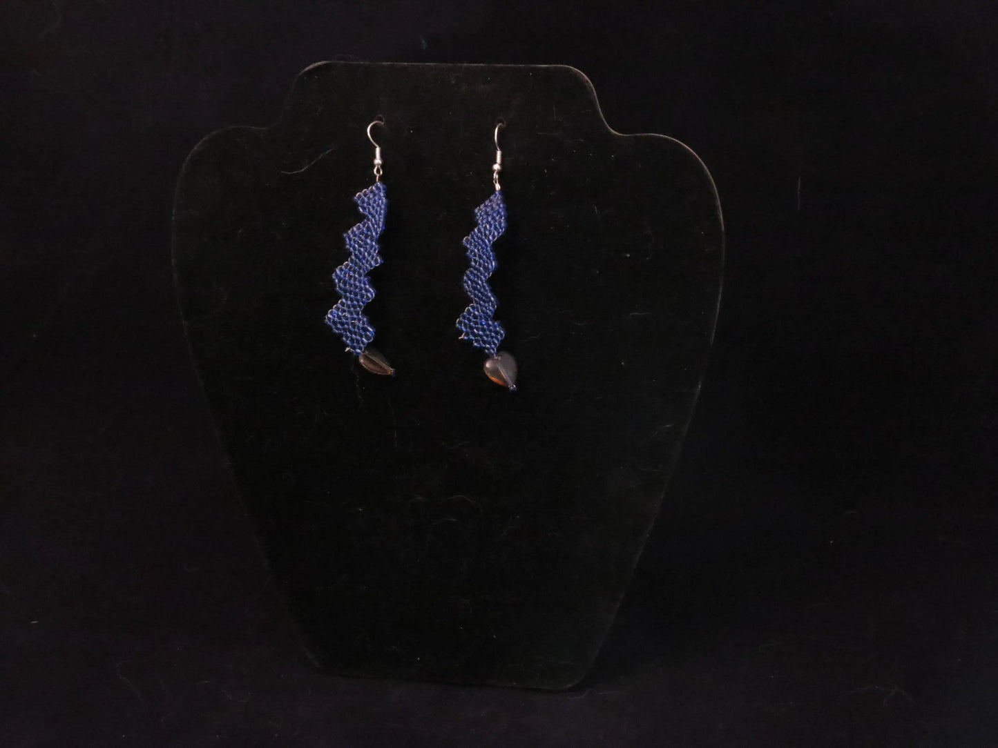 Silver Lined Royal Blue Wide Row Earrings