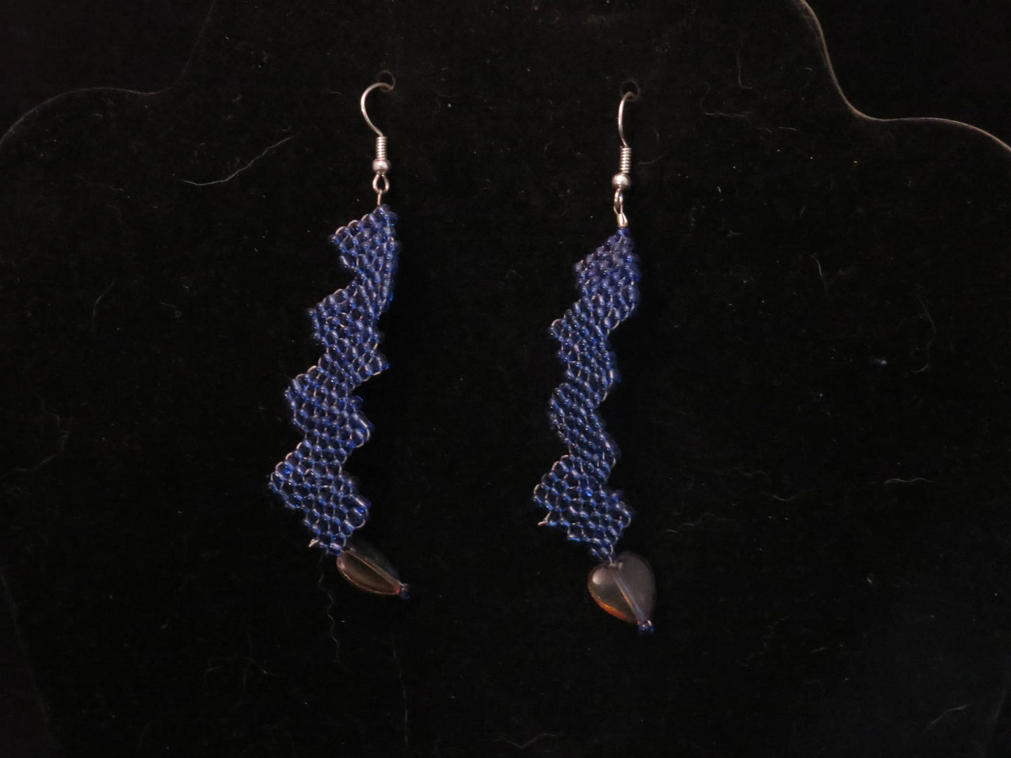 Silver Lined Royal Blue Wide Row Earrings