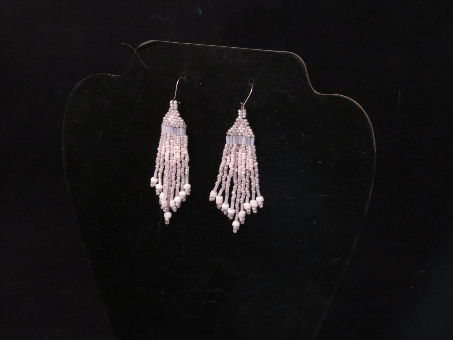 Transparent Light Pink Tassel Earrings