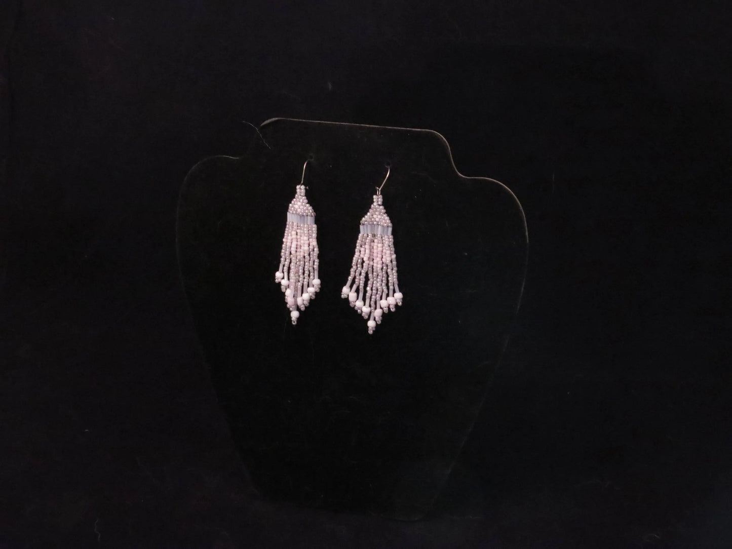 Transparent Light Pink Tassel Earrings