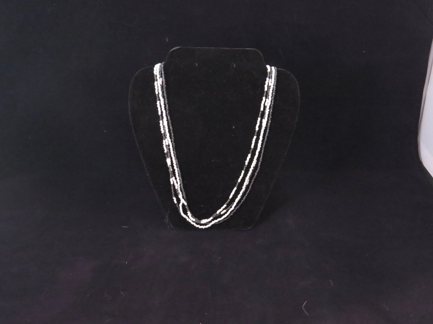 4 strand Black & White Seed Bead Necklace